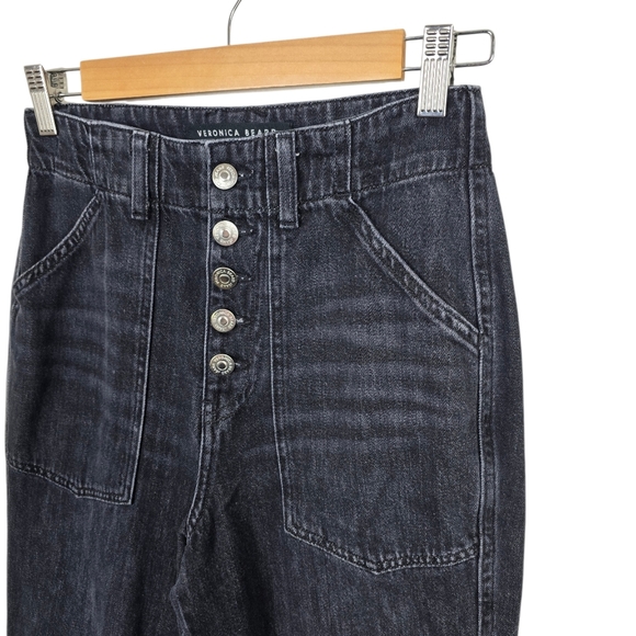 Veronica Beard Bolton Elastic Hem High Rise Washed Black Jeans W26 - Picture 7 of 16